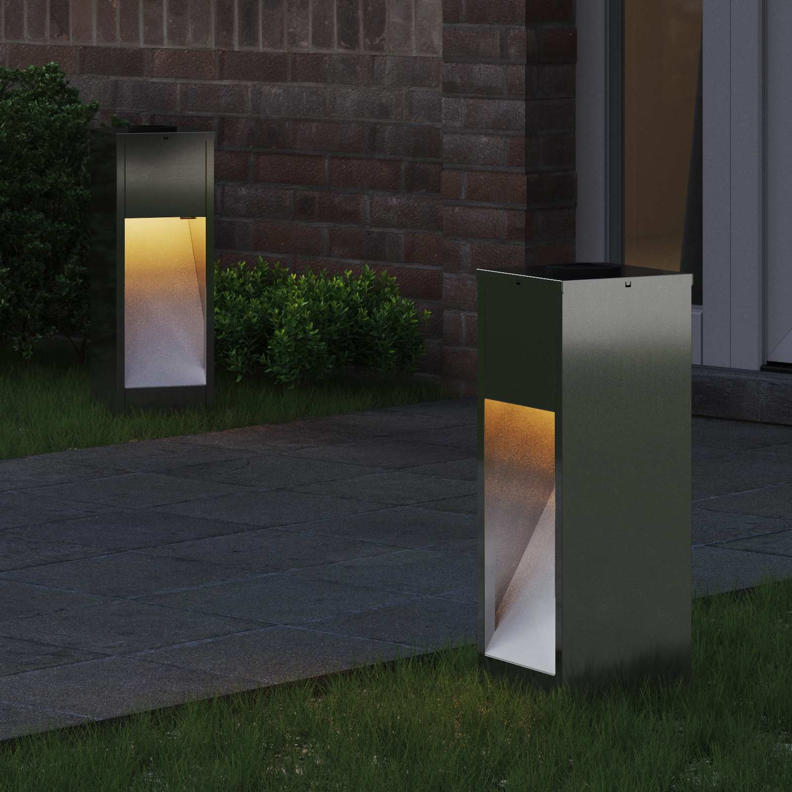 vidaXL Solar Led Pathway Light 2 pcs Warm White 18 x 18 x 50 cm - Silver - 55691