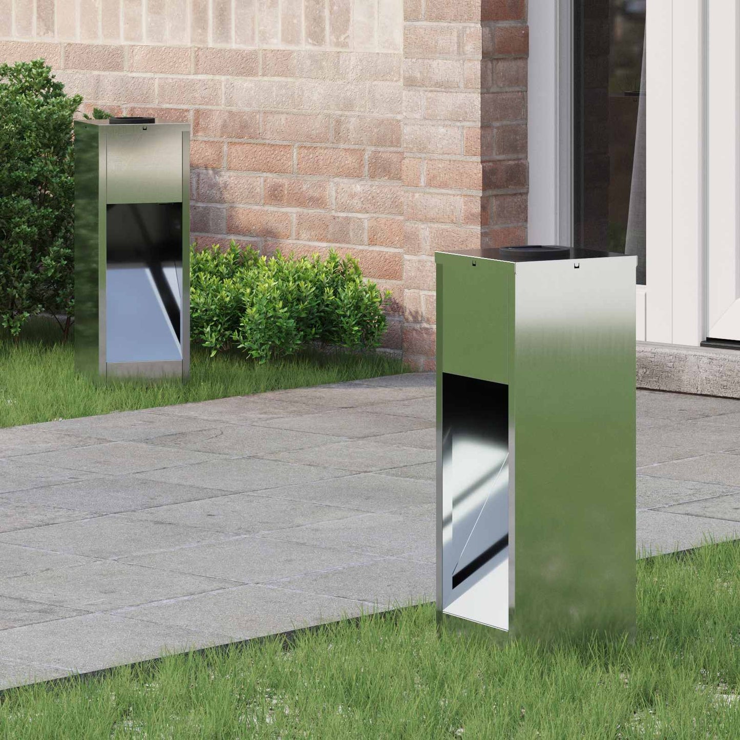 vidaXL Solar Led Pathway Light 2 pcs Warm White 18 x 18 x 50 cm - Silver - 55691