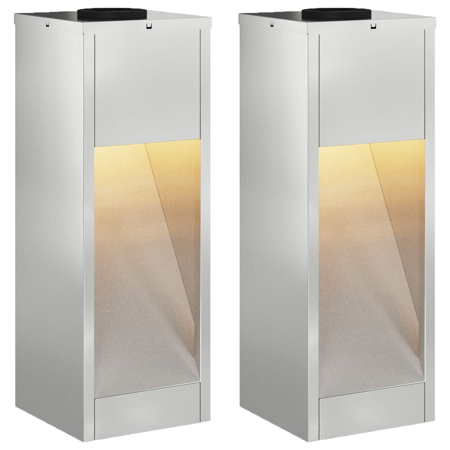 vidaXL Solar Led Pathway Light 2 pcs Warm White 18 x 18 x 50 cm - Silver - 55691