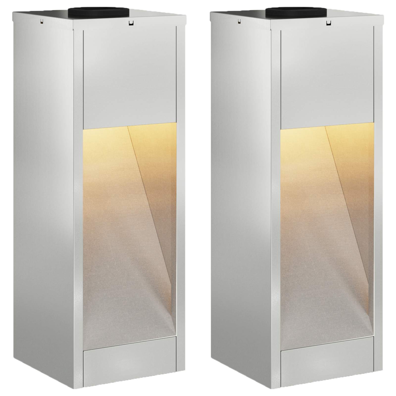 vidaXL Solar Led Pathway Light 2 pcs Warm White 18 x 18 x 50 cm - Silver - 55691