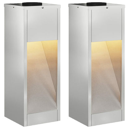 vidaXL Solar Led Pathway Light 2 pcs Warm White 18 x 18 x 50 cm - Silver - 55691