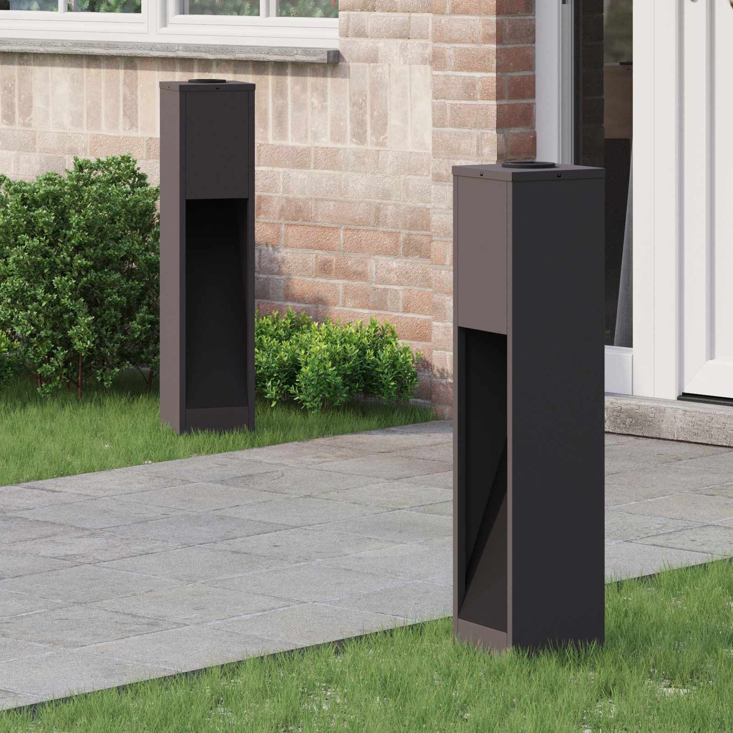 vidaXL Solar Led Pathway Light 2 pcs Warm White 18 x 18 x 80 cm - Black