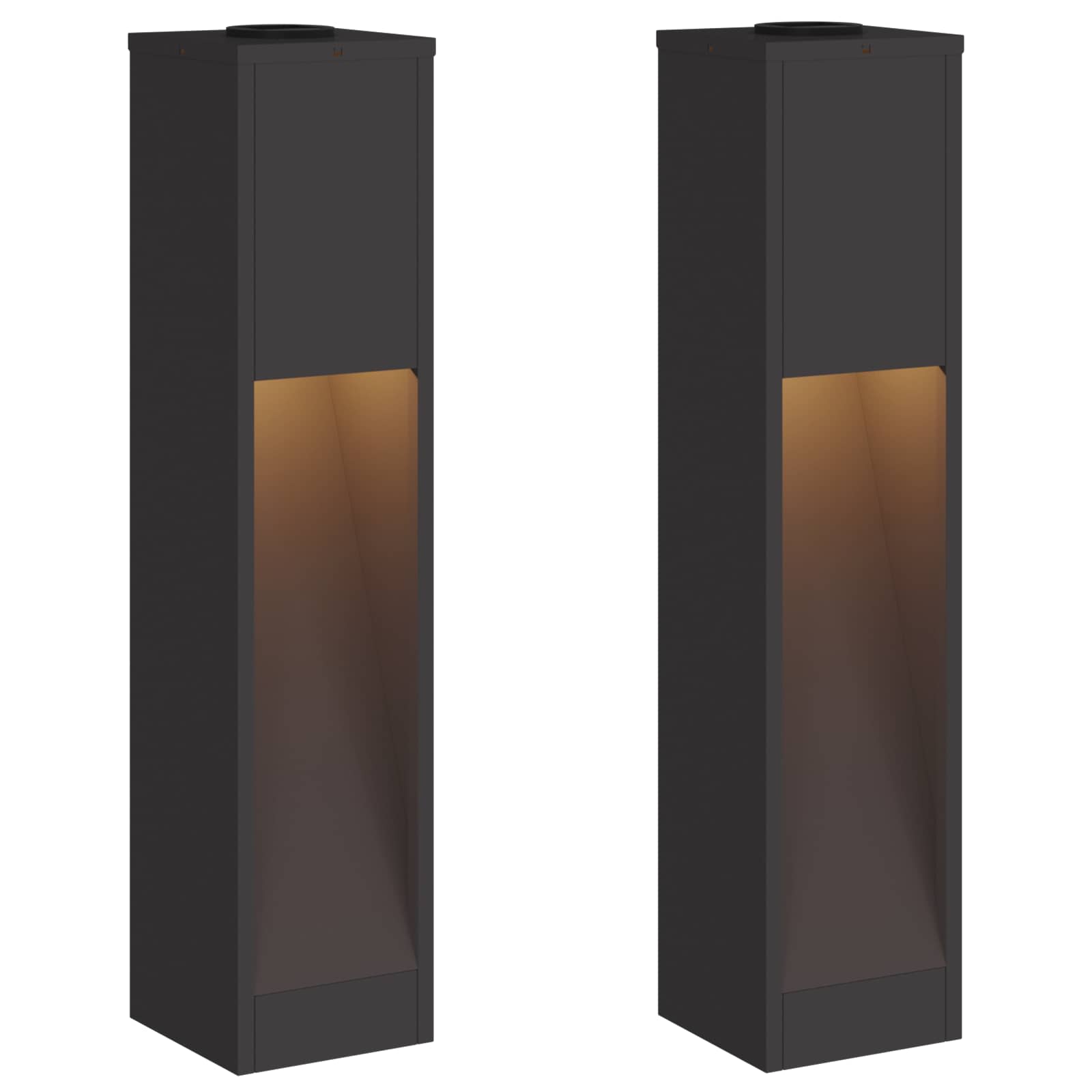 vidaXL Solar Led Pathway Light 2 pcs Warm White 18 x 18 x 80 cm - Black