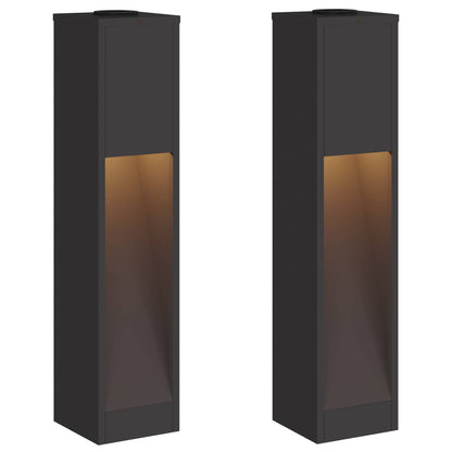 vidaXL Solar Led Pathway Light 2 pcs Warm White 18 x 18 x 80 cm - Black