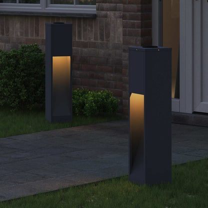 vidaXL Solar Led Pathway Light 2 pcs Warm White 18 x 18 x 80 cm - Anthracite