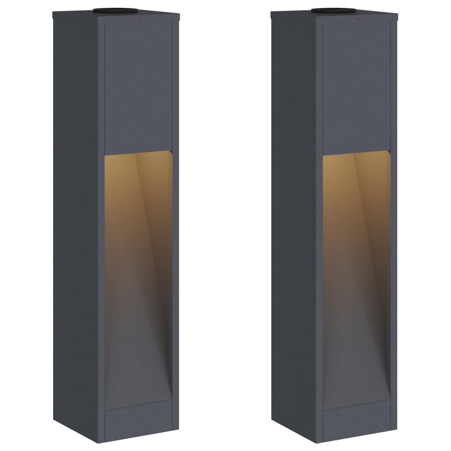 vidaXL Solar Led Pathway Light 2 pcs Warm White 18 x 18 x 80 cm - Anthracite