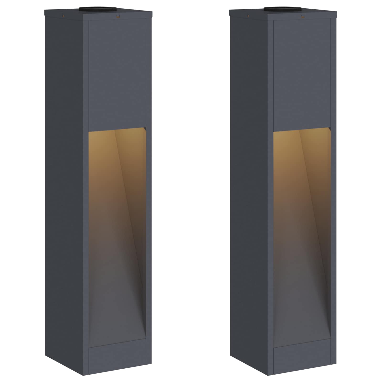vidaXL Solar Led Pathway Light 2 pcs Warm White 18 x 18 x 80 cm - Anthracite