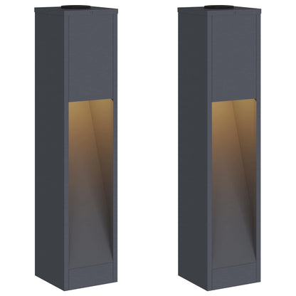 vidaXL Solar Led Pathway Light 2 pcs Warm White 18 x 18 x 80 cm - Anthracite