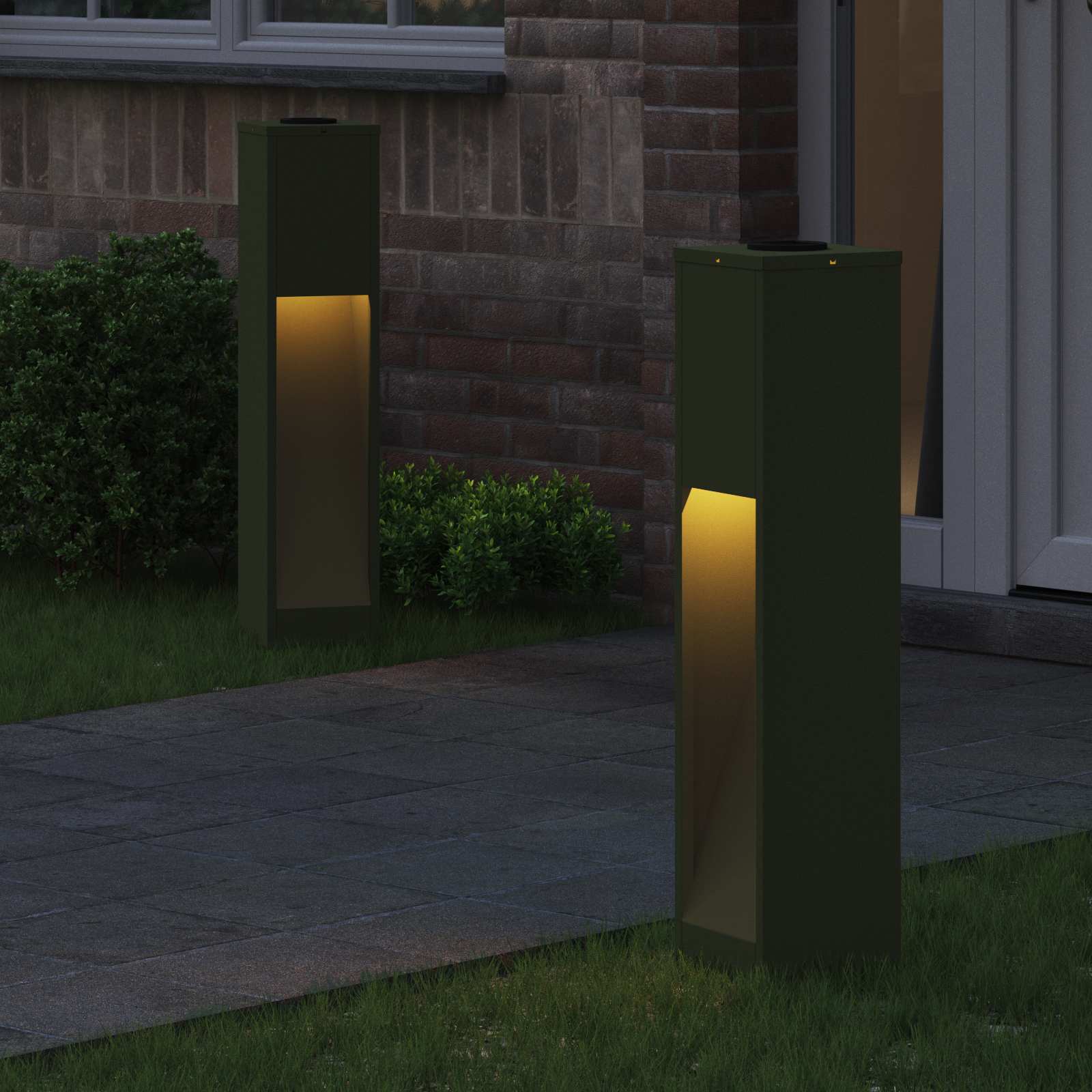 vidaXL Solar Led Pathway Light 2 pcs Warm White 18 x 18 x 80 cm - Green