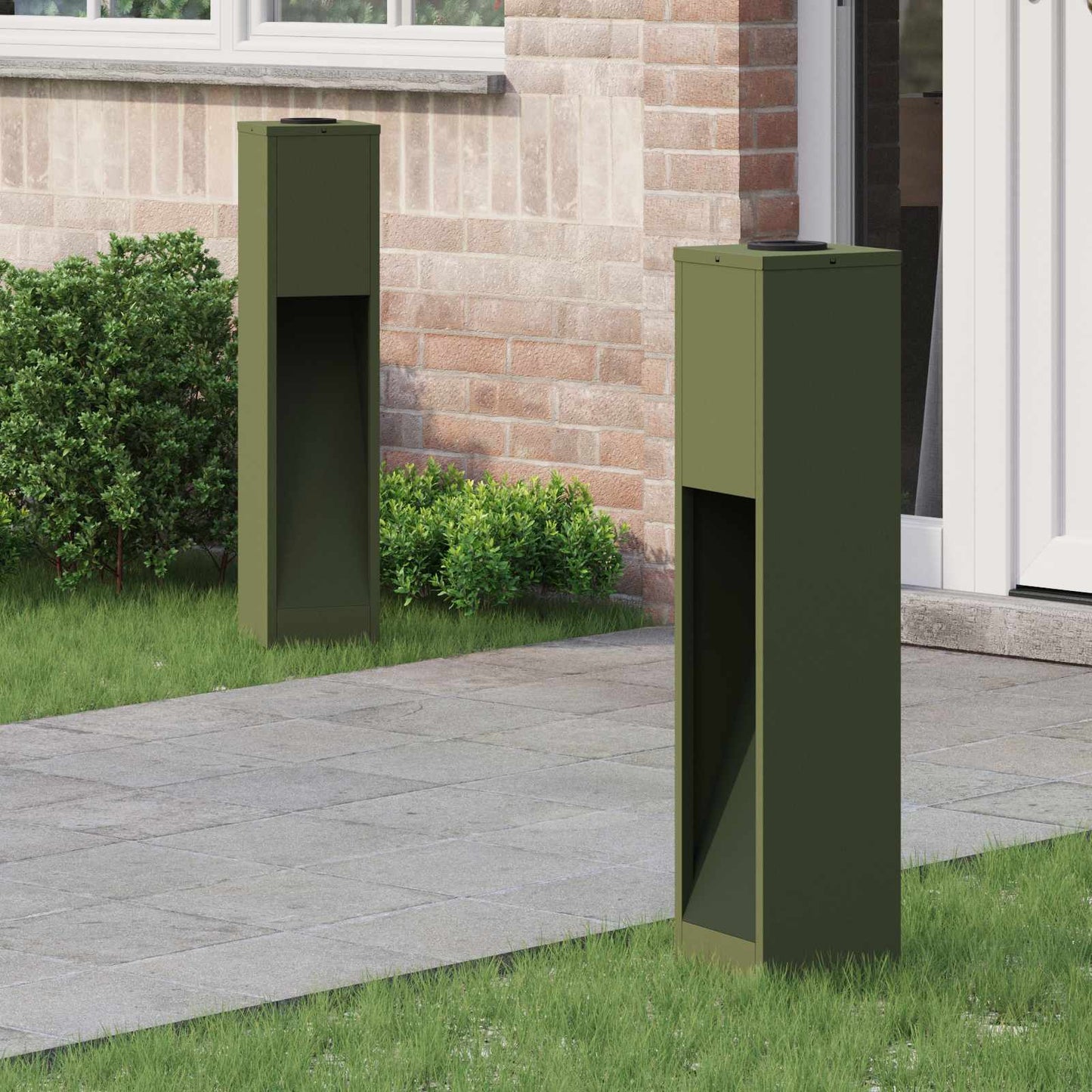 vidaXL Solar Led Pathway Light 2 pcs Warm White 18 x 18 x 80 cm - Green