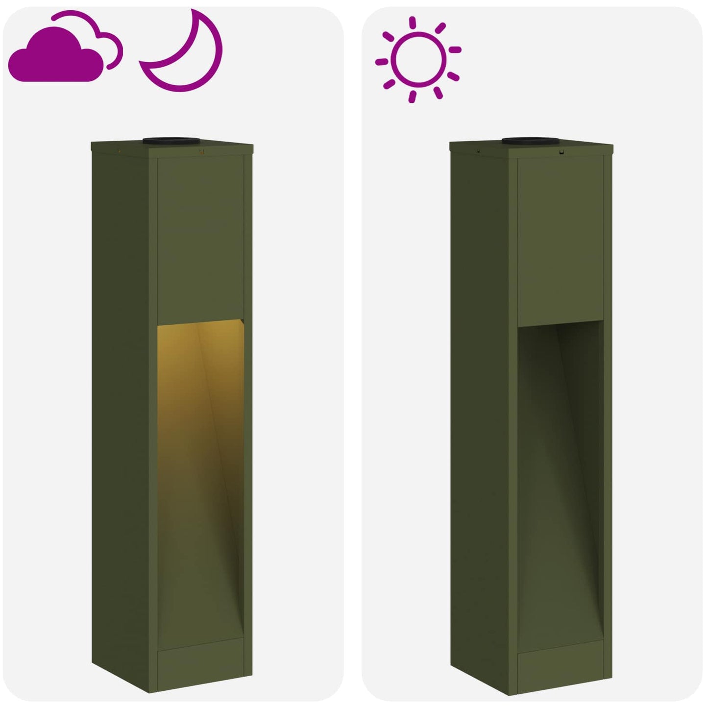 vidaXL Solar Led Pathway Light 2 pcs Warm White 18 x 18 x 80 cm - Green