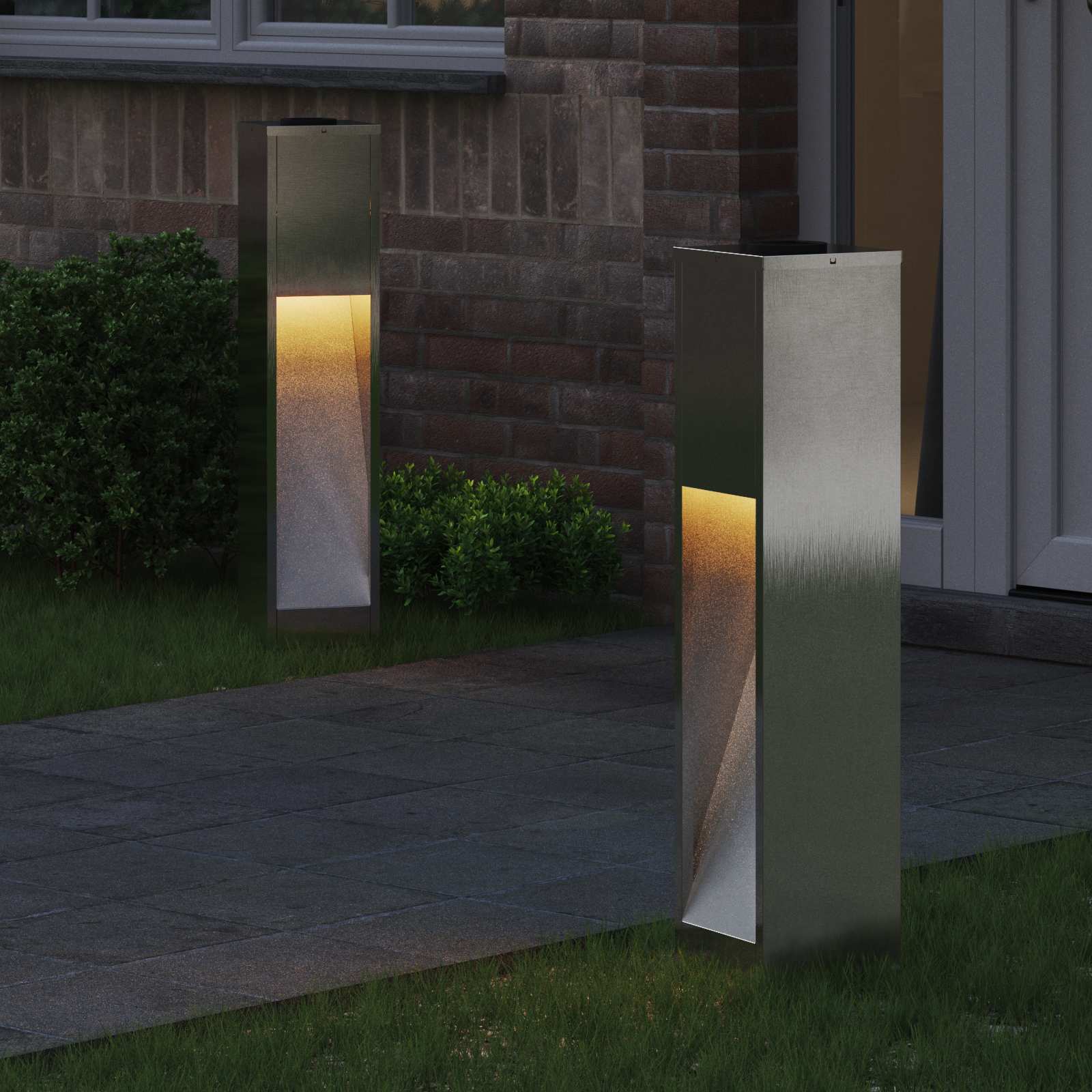 vidaXL Solar Led Pathway Light 2 pcs Warm White 18 x 18 x 80 cm - Silver