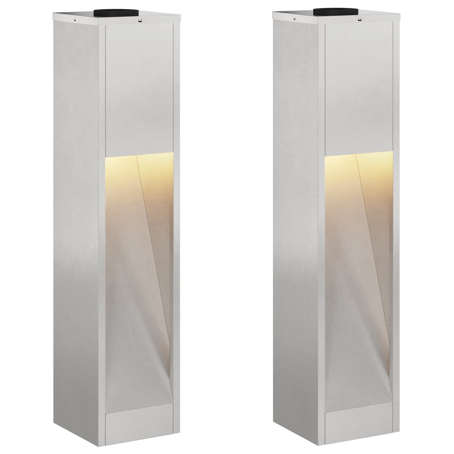 vidaXL Solar Led Pathway Light 2 pcs Warm White 18 x 18 x 80 cm - Silver