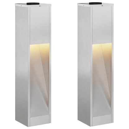 vidaXL Solar Led Pathway Light 2 pcs Warm White 18 x 18 x 80 cm - Silver