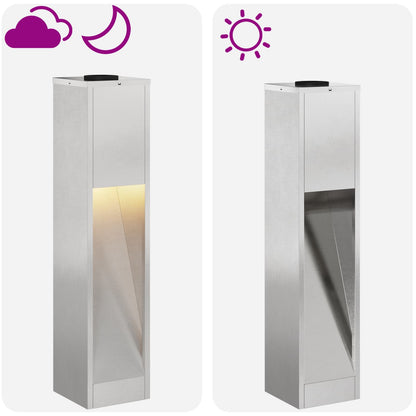 vidaXL Solar Led Pathway Light 2 pcs Warm White 18 x 18 x 80 cm - Silver