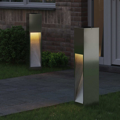 vidaXL Solar Led Pathway Light 2 pcs Warm White 18 x 18 x 80 cm - Silver - 55728