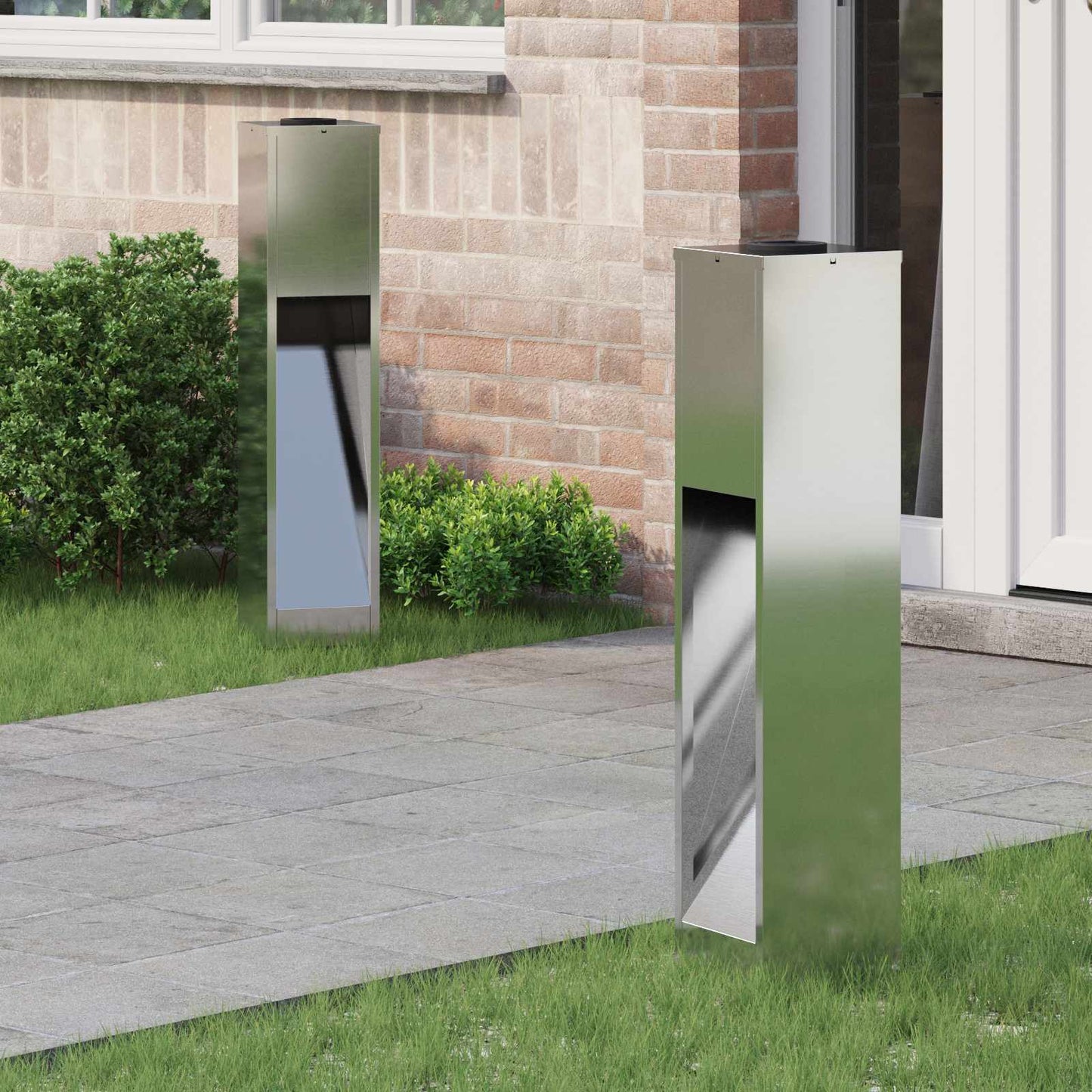 vidaXL Solar Led Pathway Light 2 pcs Warm White 18 x 18 x 80 cm - Silver - 55728