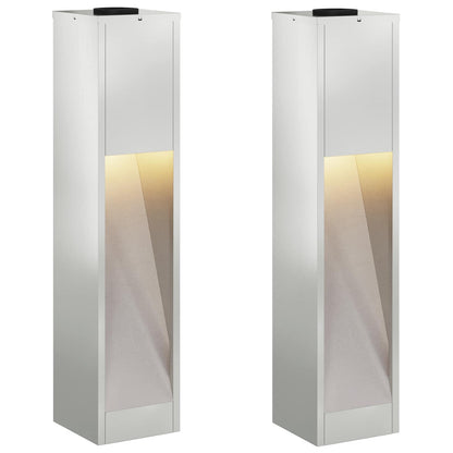 vidaXL Solar Led Pathway Light 2 pcs Warm White 18 x 18 x 80 cm - Silver - 55728