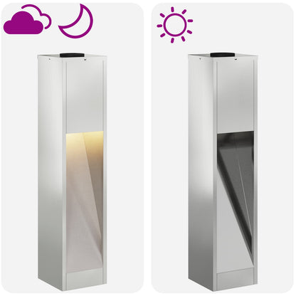 vidaXL Solar Led Pathway Light 2 pcs Warm White 18 x 18 x 80 cm - Silver - 55728