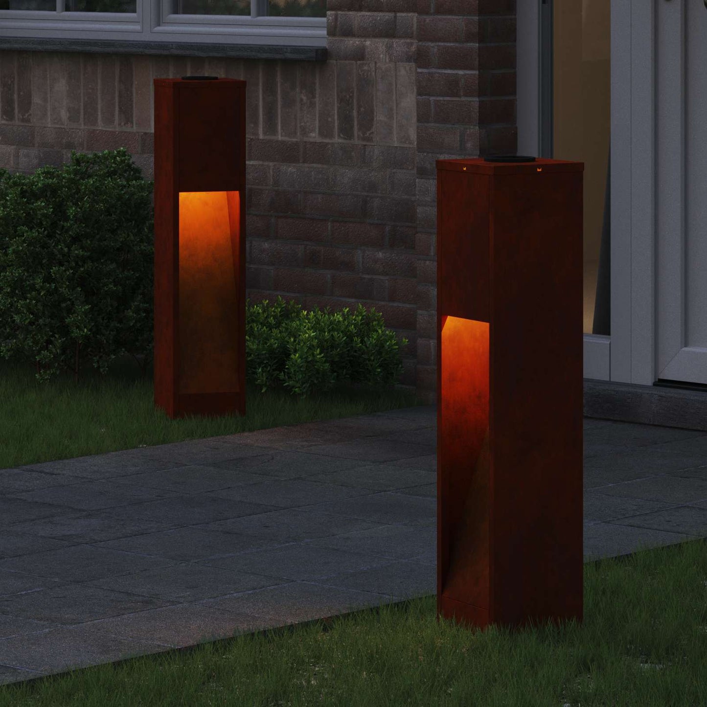 vidaXL Solar Led Pathway Light 2 pcs Warm White 18 x 18 x 80 cm - Sienna