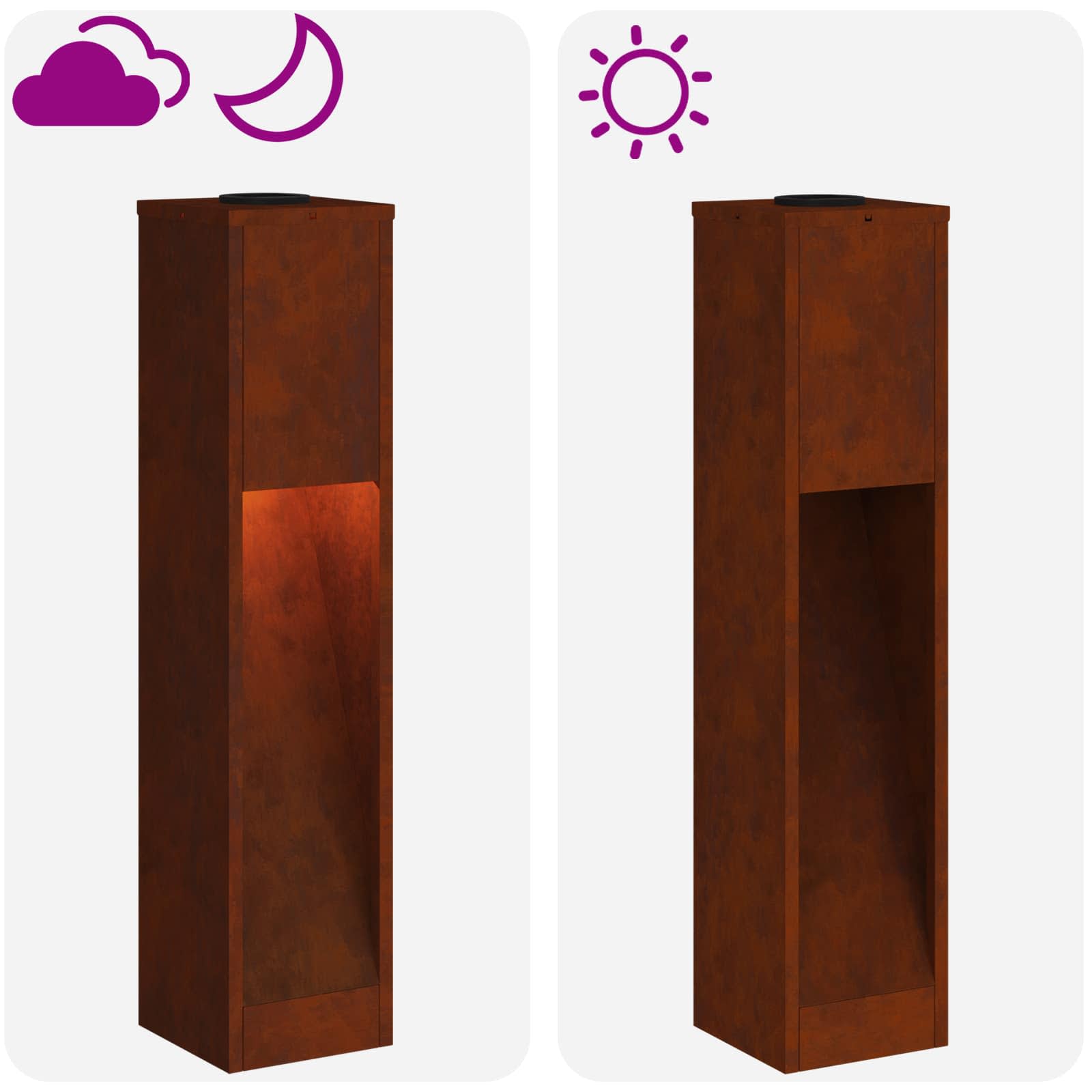 vidaXL Solar Led Pathway Light 2 pcs Warm White 18 x 18 x 80 cm - Sienna
