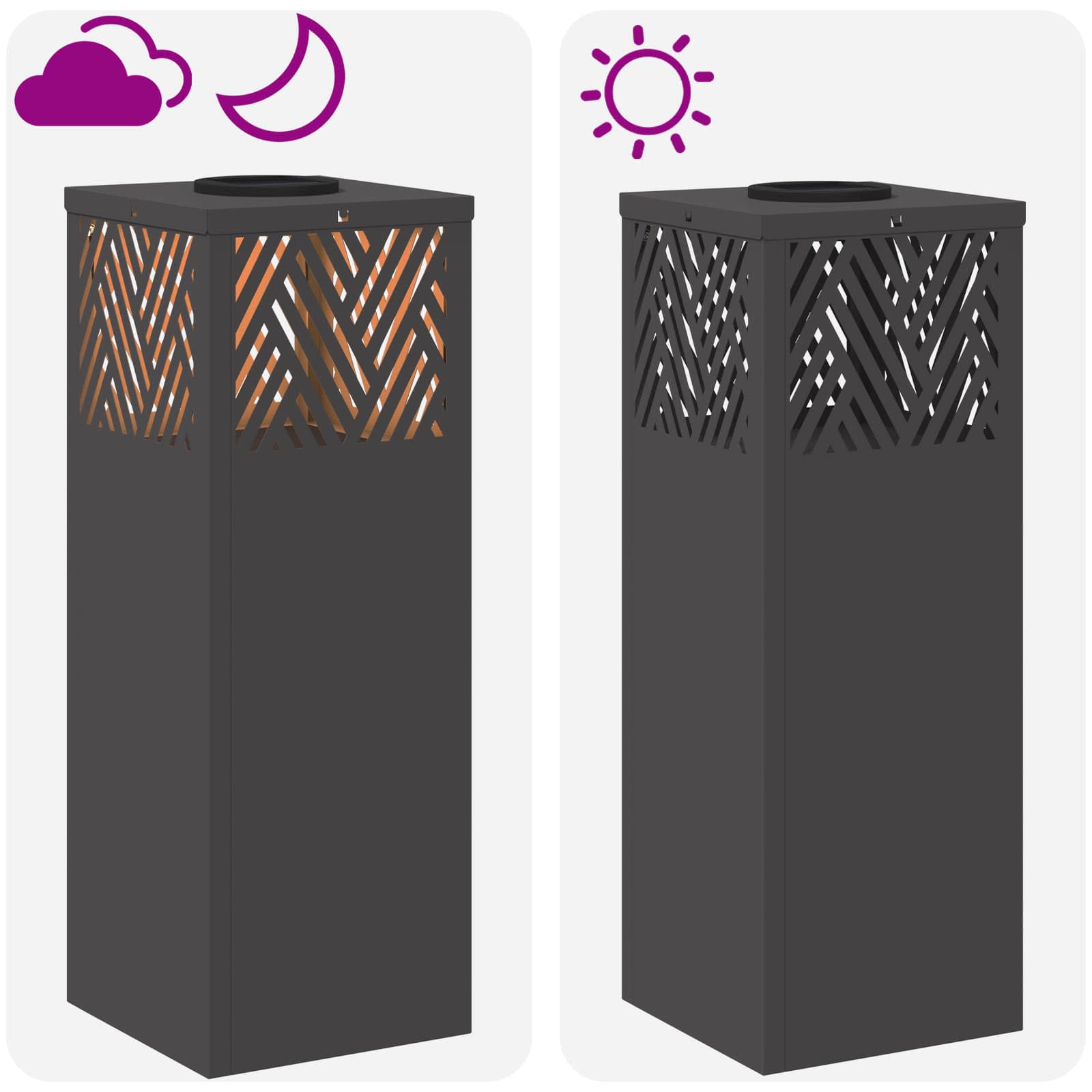 vidaXL Solar LED Pathway Light 2 pcs Warm White 18 x 18 x 50 cm - Black - 55740