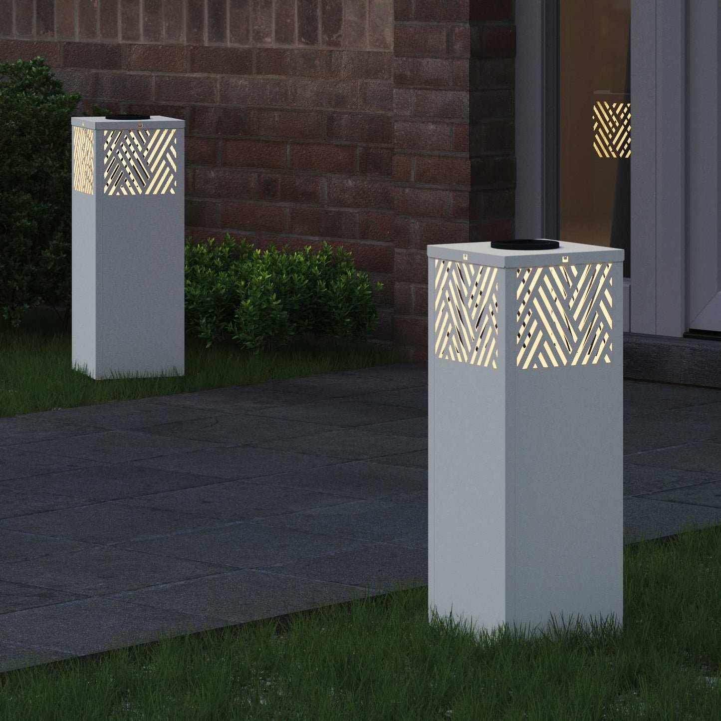 vidaXL Solar LED Pathway Light 2 pcs Warm White 18 x 18 x 50 cm - 55742
