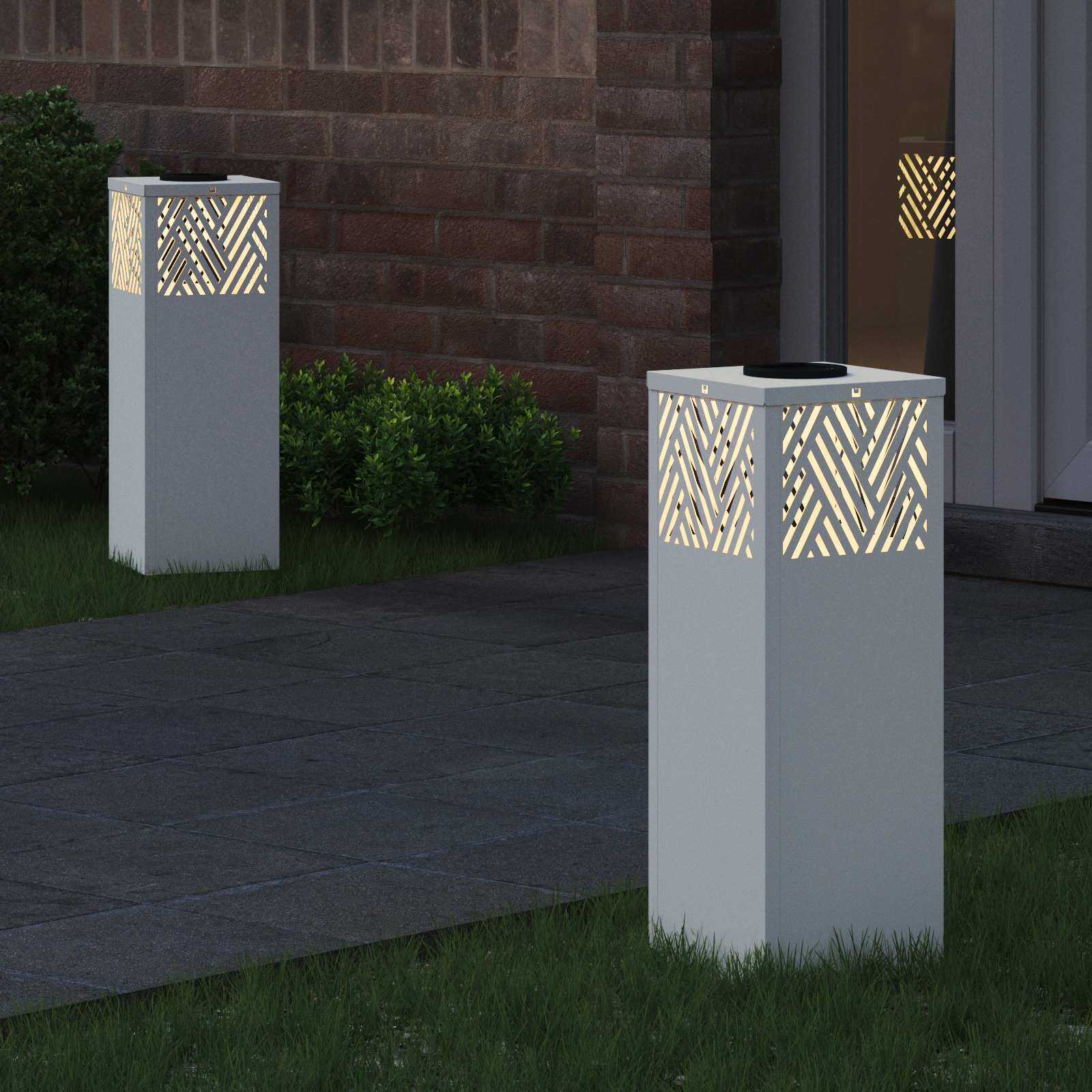 vidaXL Solar LED Pathway Light 2 pcs Warm White 18 x 18 x 50 cm - 55742
