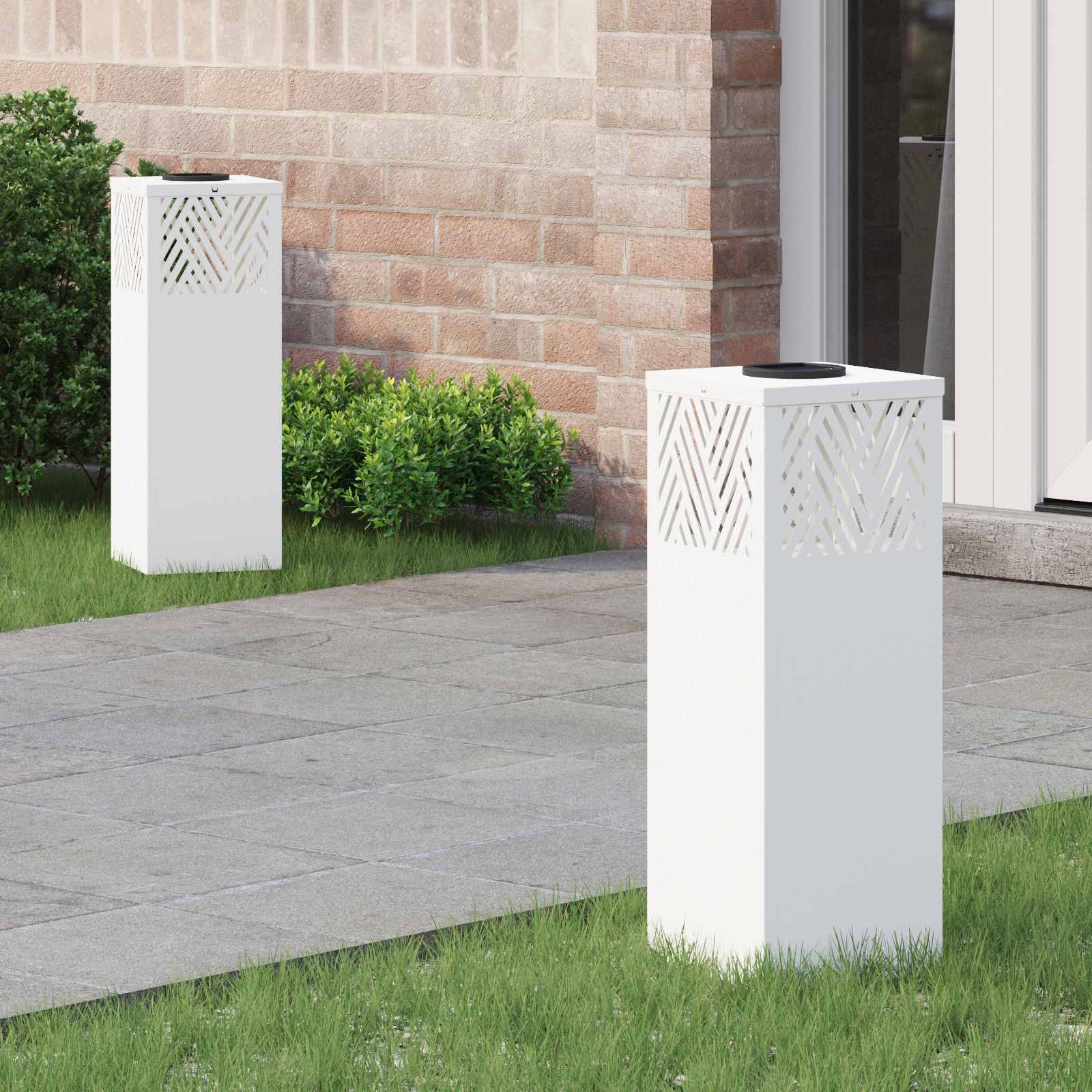 vidaXL Solar LED Pathway Light 2 pcs Warm White 18 x 18 x 50 cm - 55742
