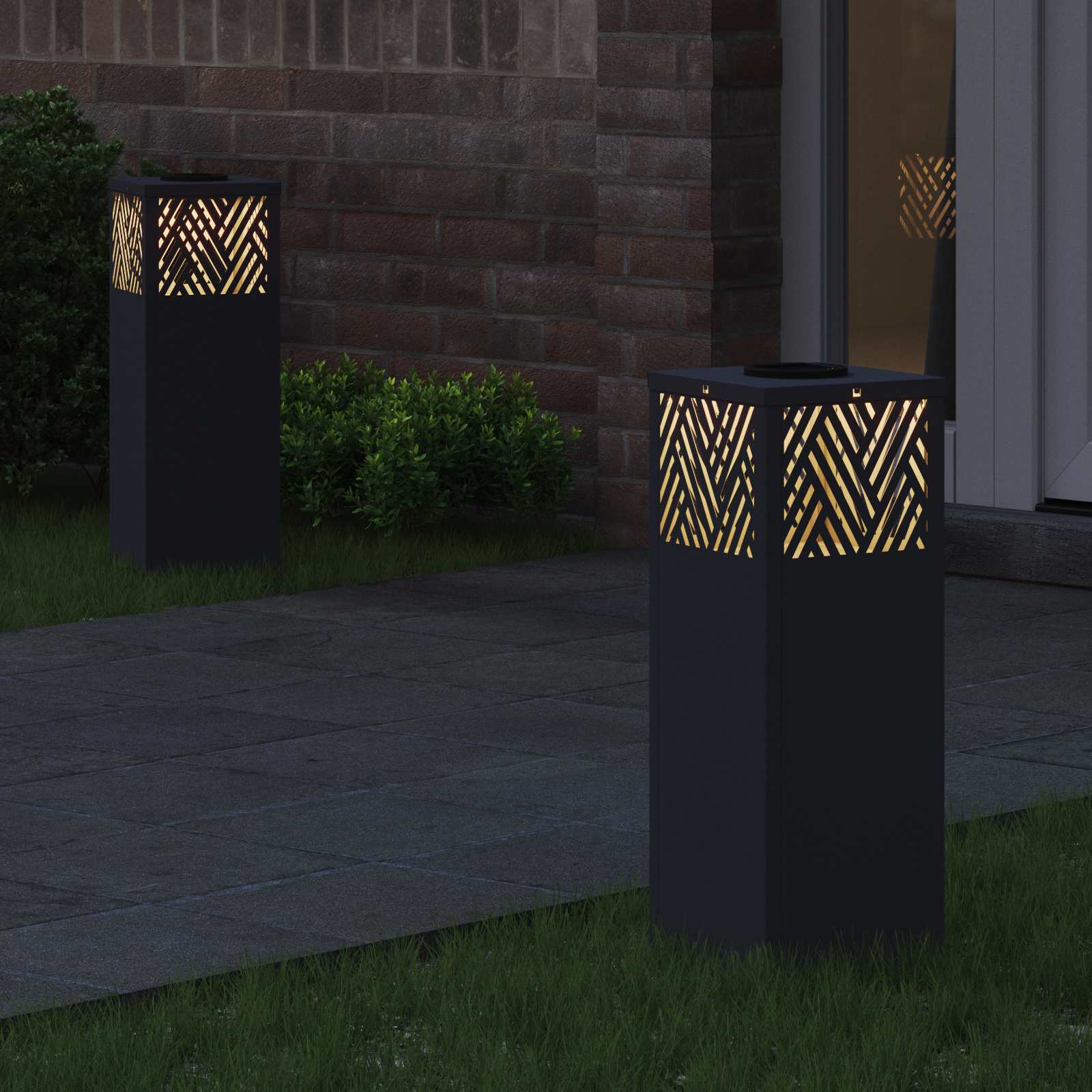 vidaXL Solar LED Pathway Light 2 pcs Warm White 18 x 18 x 50 cm - Anthracite - 55746
