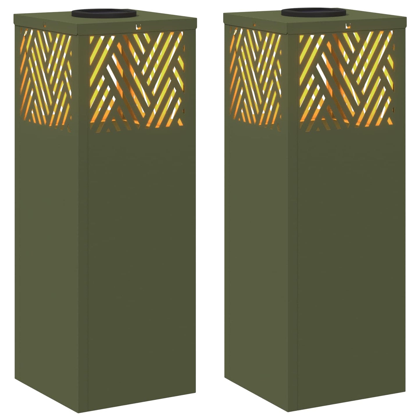 vidaXL Solar LED Pathway Light 2 pcs Warm White 18 x 18 x 50 cm - Green - 55755