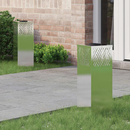 vidaXL Solar LED Pathway Light 2 pcs Warm White 18 x 18 x 50 cm - Silver - 55762