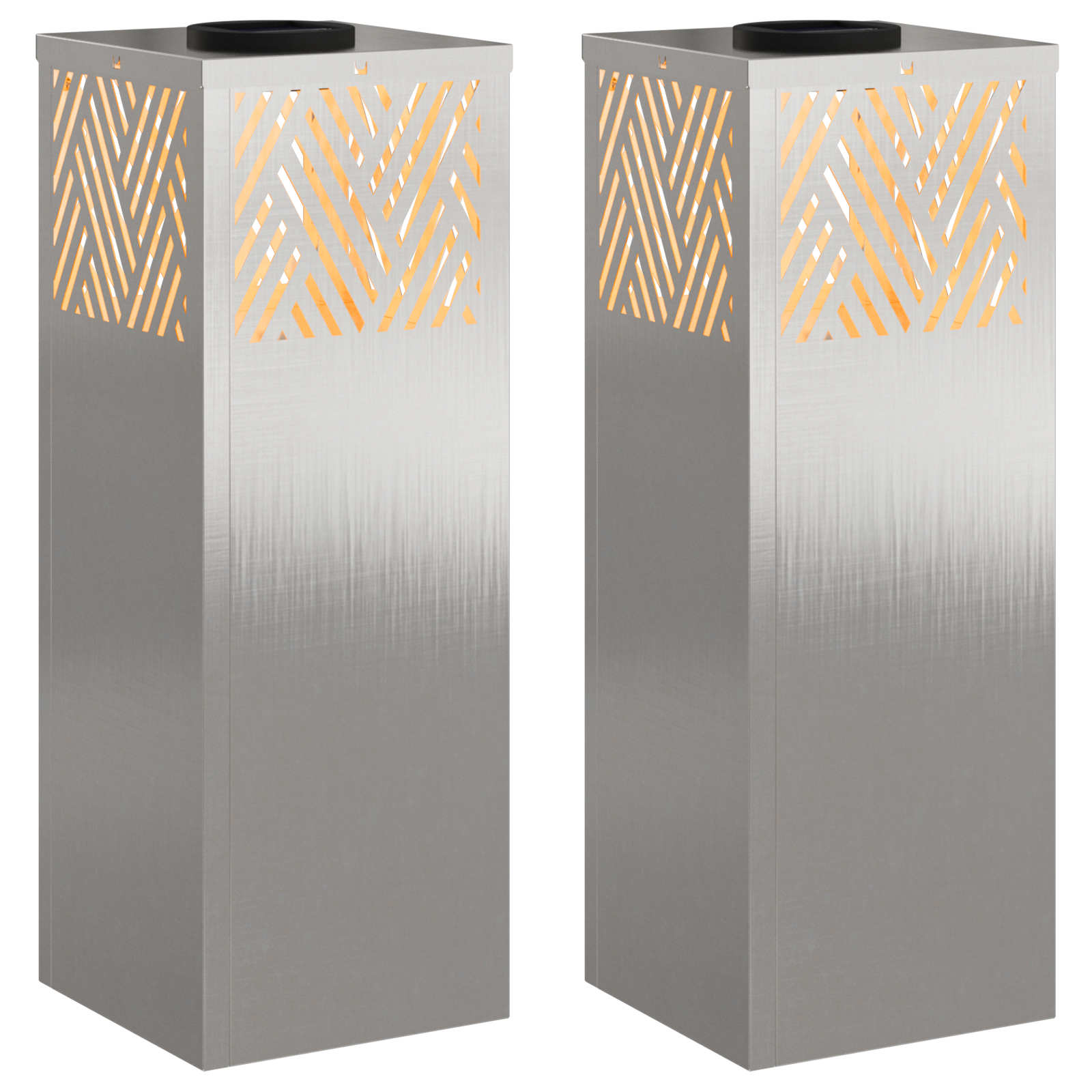 vidaXL Solar LED Pathway Light 2 pcs Warm White 18 x 18 x 50 cm - Silver - 55762