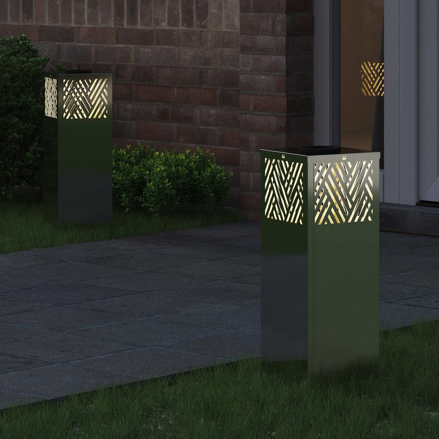 vidaXL Solar LED Pathway Light 2 pcs Warm White 18 x 18 x 50 cm - Silver - 55763