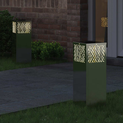 vidaXL Solar LED Pathway Light 2 pcs Warm White 18 x 18 x 50 cm - Silver - 55763