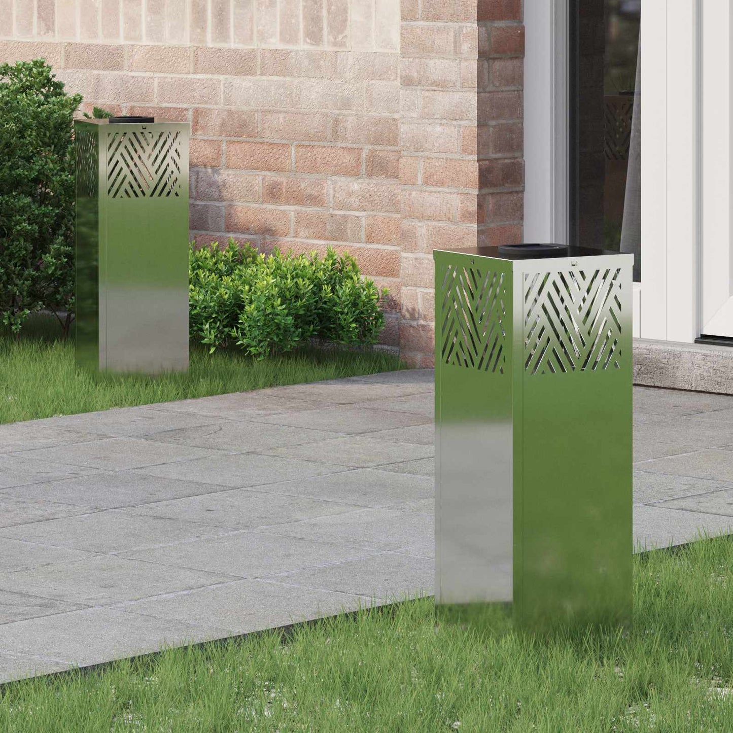 vidaXL Solar LED Pathway Light 2 pcs Warm White 18 x 18 x 50 cm - Silver - 55763