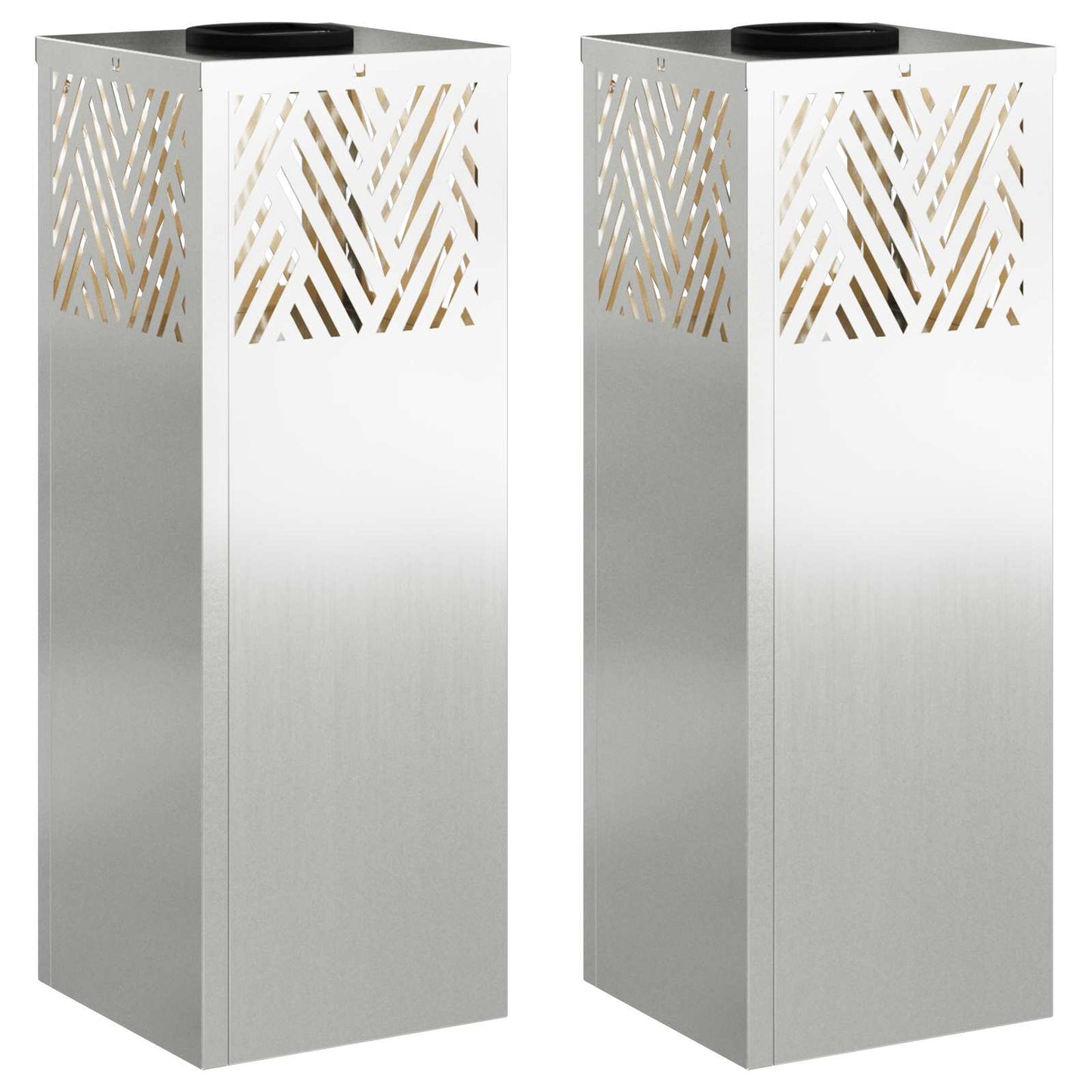 vidaXL Solar LED Pathway Light 2 pcs Warm White 18 x 18 x 50 cm - Silver - 55763