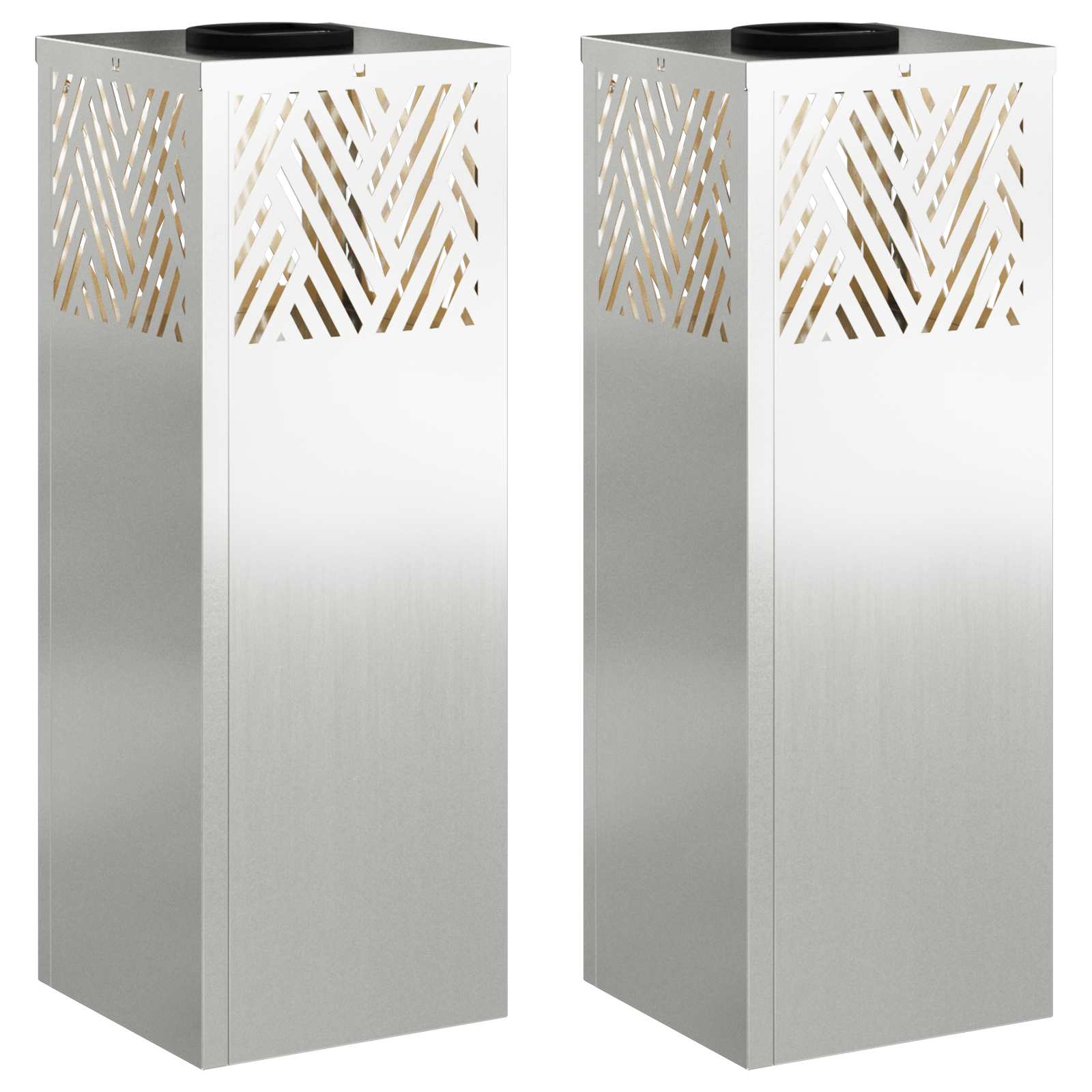 vidaXL Solar LED Pathway Light 2 pcs Warm White 18 x 18 x 50 cm - Silver - 55763