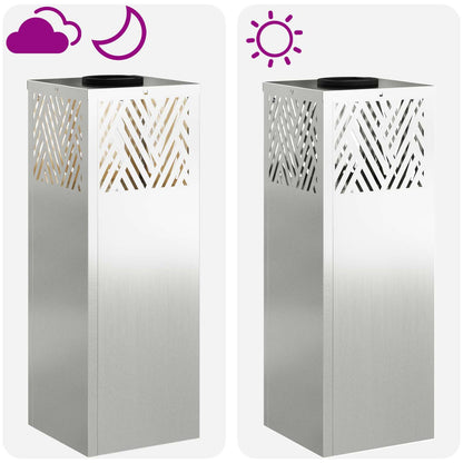vidaXL Solar LED Pathway Light 2 pcs Warm White 18 x 18 x 50 cm - Silver - 55763
