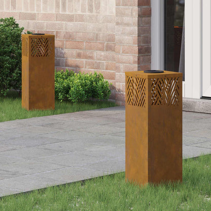 vidaXL Solar LED Pathway Light 2 pcs Warm White 18 x 18 x 50 cm - Brown