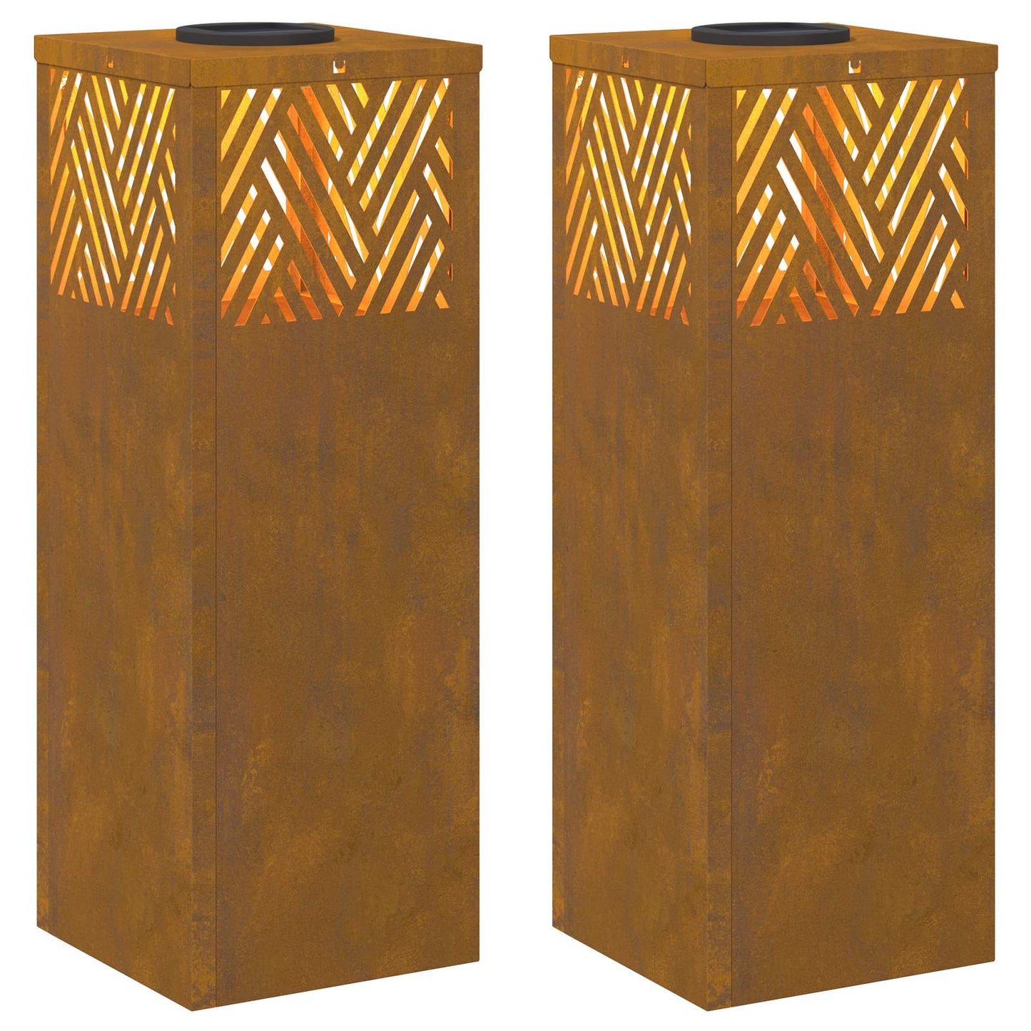 vidaXL Solar LED Pathway Light 2 pcs Warm White 18 x 18 x 50 cm - Brown