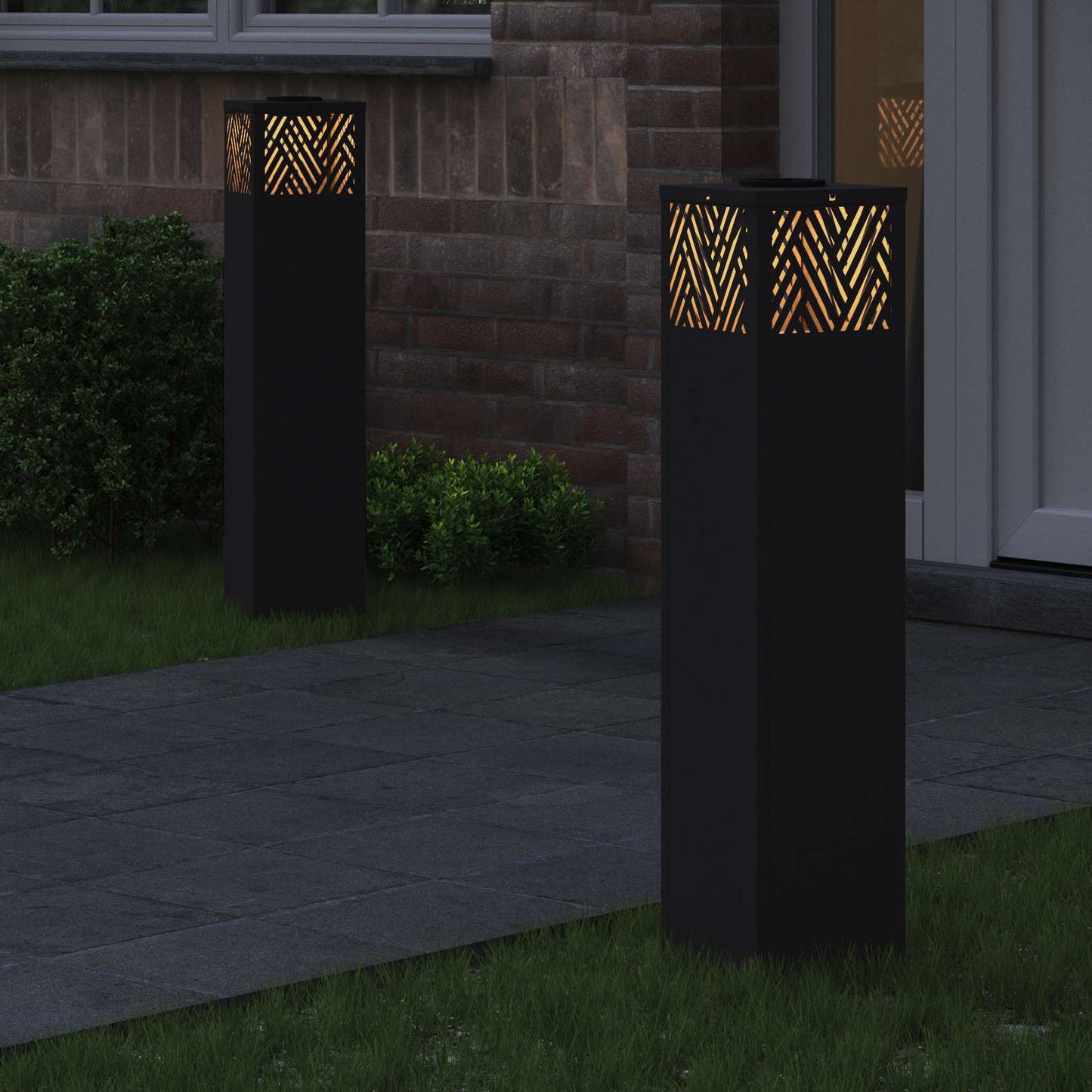 vidaXL Solar LED Pathway Light 2 pcs Warm White 18 x 18 x 80 cm - Black - 55777