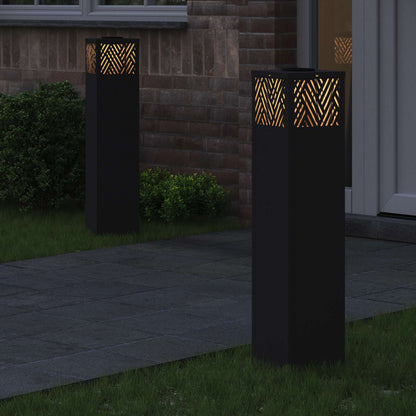 vidaXL Solar LED Pathway Light 2 pcs Warm White 18 x 18 x 80 cm - Black - 55777