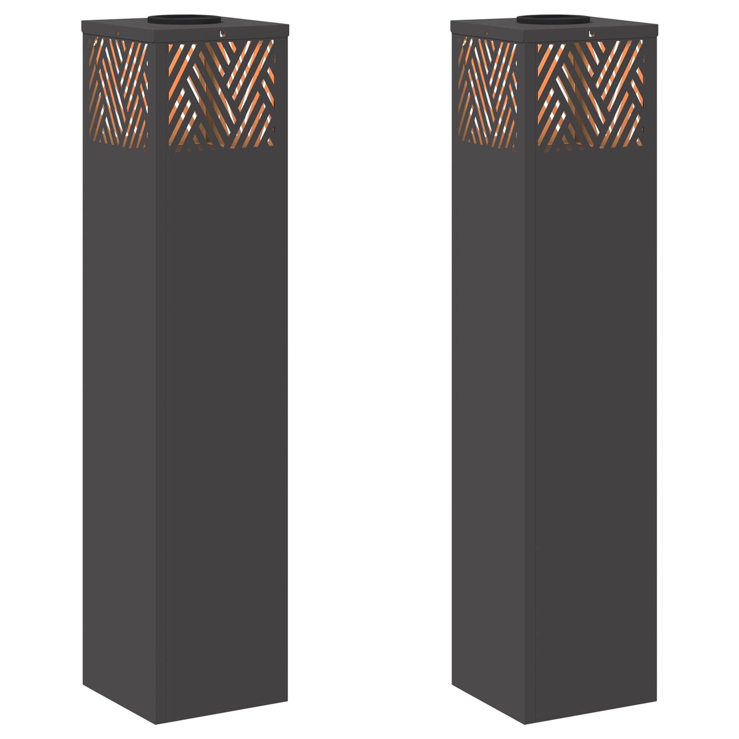 vidaXL Solar LED Pathway Light 2 pcs Warm White 18 x 18 x 80 cm - Black - 55777