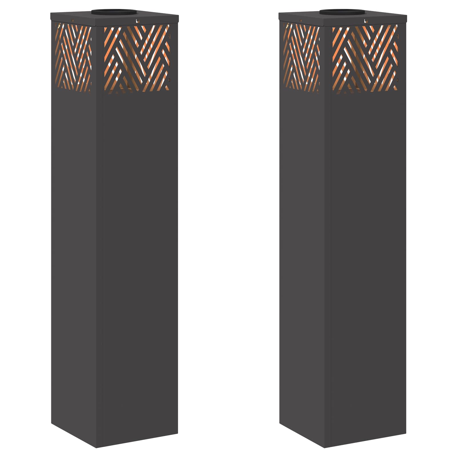 vidaXL Solar LED Pathway Light 2 pcs Warm White 18 x 18 x 80 cm - Black - 55777
