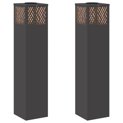 vidaXL Solar LED Pathway Light 2 pcs Warm White 18 x 18 x 80 cm - Black - 55777