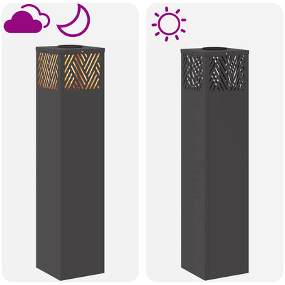 vidaXL Solar LED Pathway Light 2 pcs Warm White 18 x 18 x 80 cm - Black - 55777