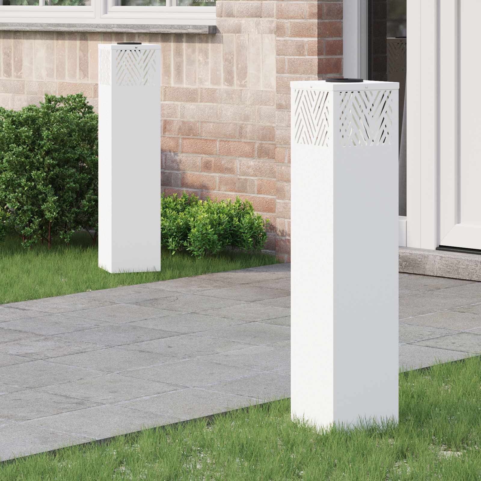 vidaXL Solar LED Pathway Light 2 pcs Warm White 18 x 18 x 80 cm - 55786