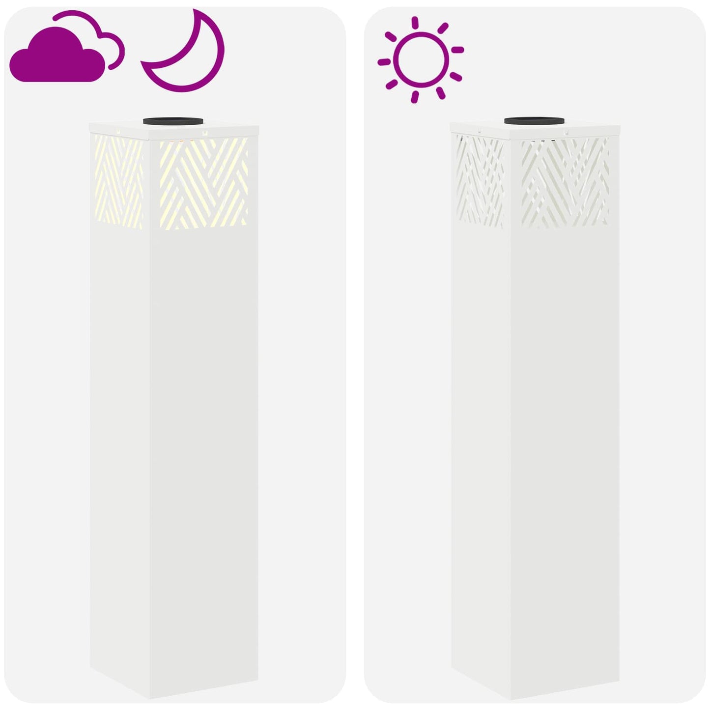 vidaXL Solar LED Pathway Light 2 pcs Warm White 18 x 18 x 80 cm - 55786
