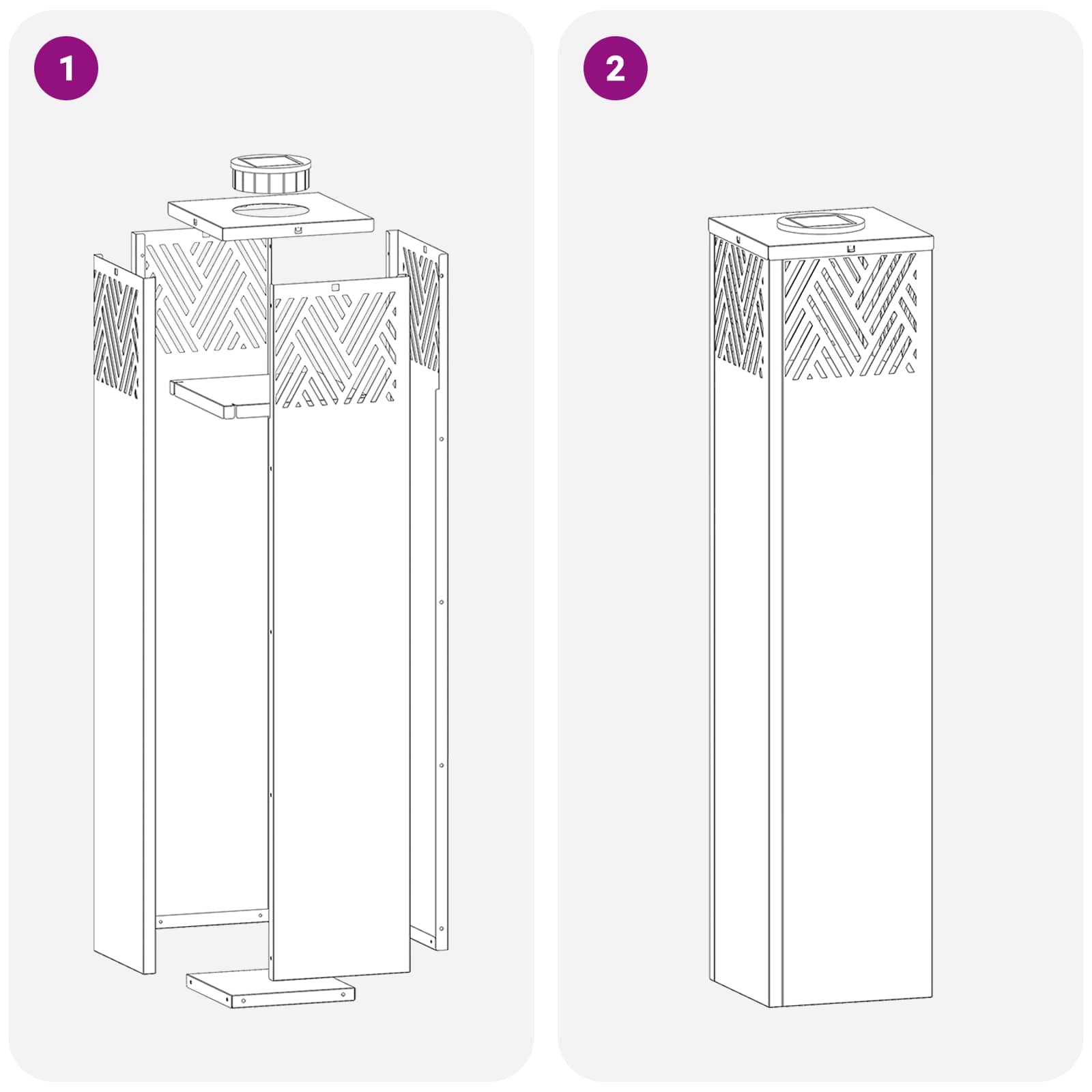 vidaXL Solar LED Pathway Light 2 pcs Warm White 18 x 18 x 80 cm - Anthracite - 55799